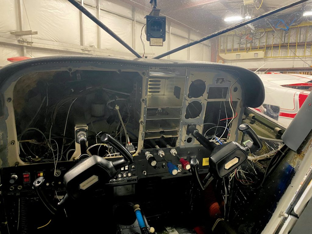 Plane panel with avionics removed