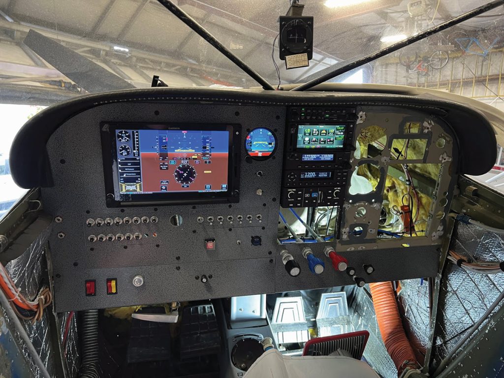 avionics half installed in plane panel