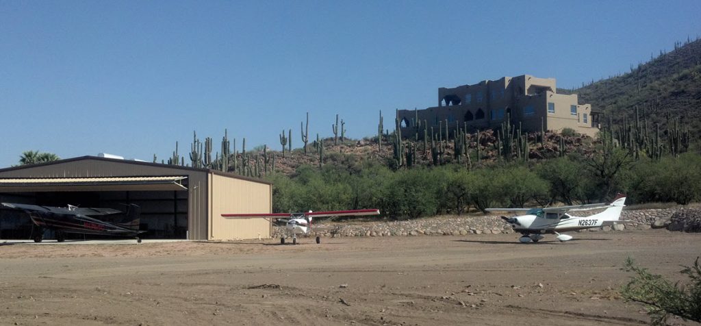 plane on runway at fly-in community