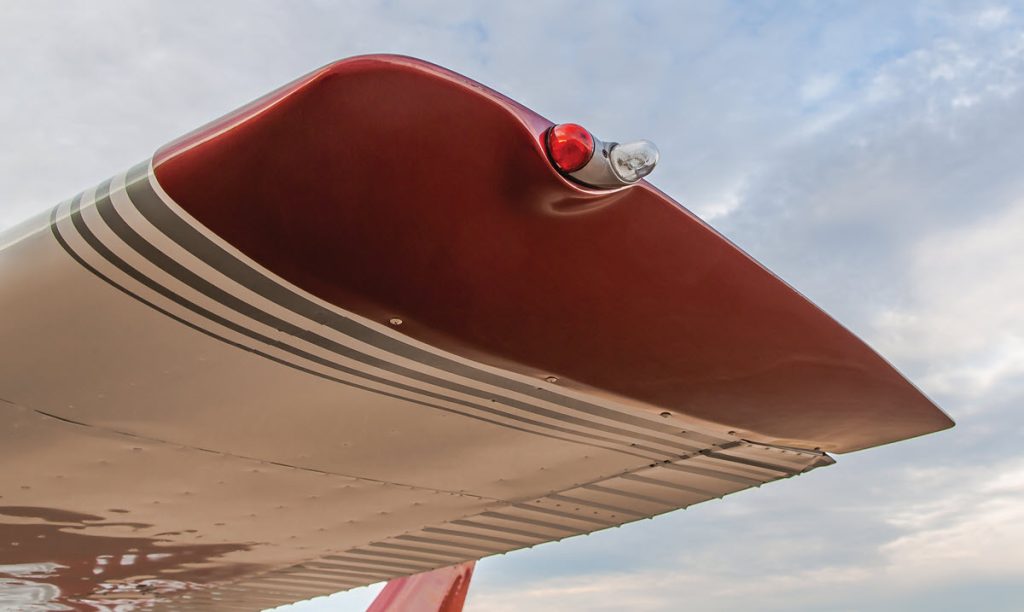 white and red wing with light