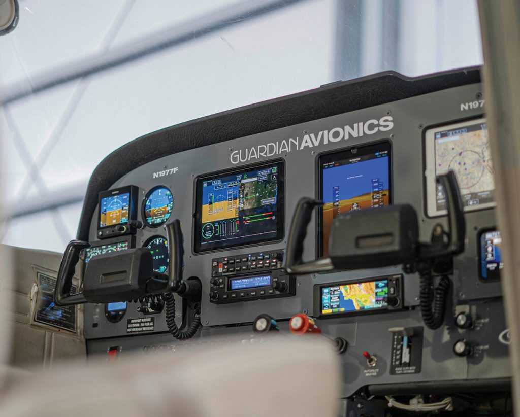 Instrument panel with Guardian Avionics title